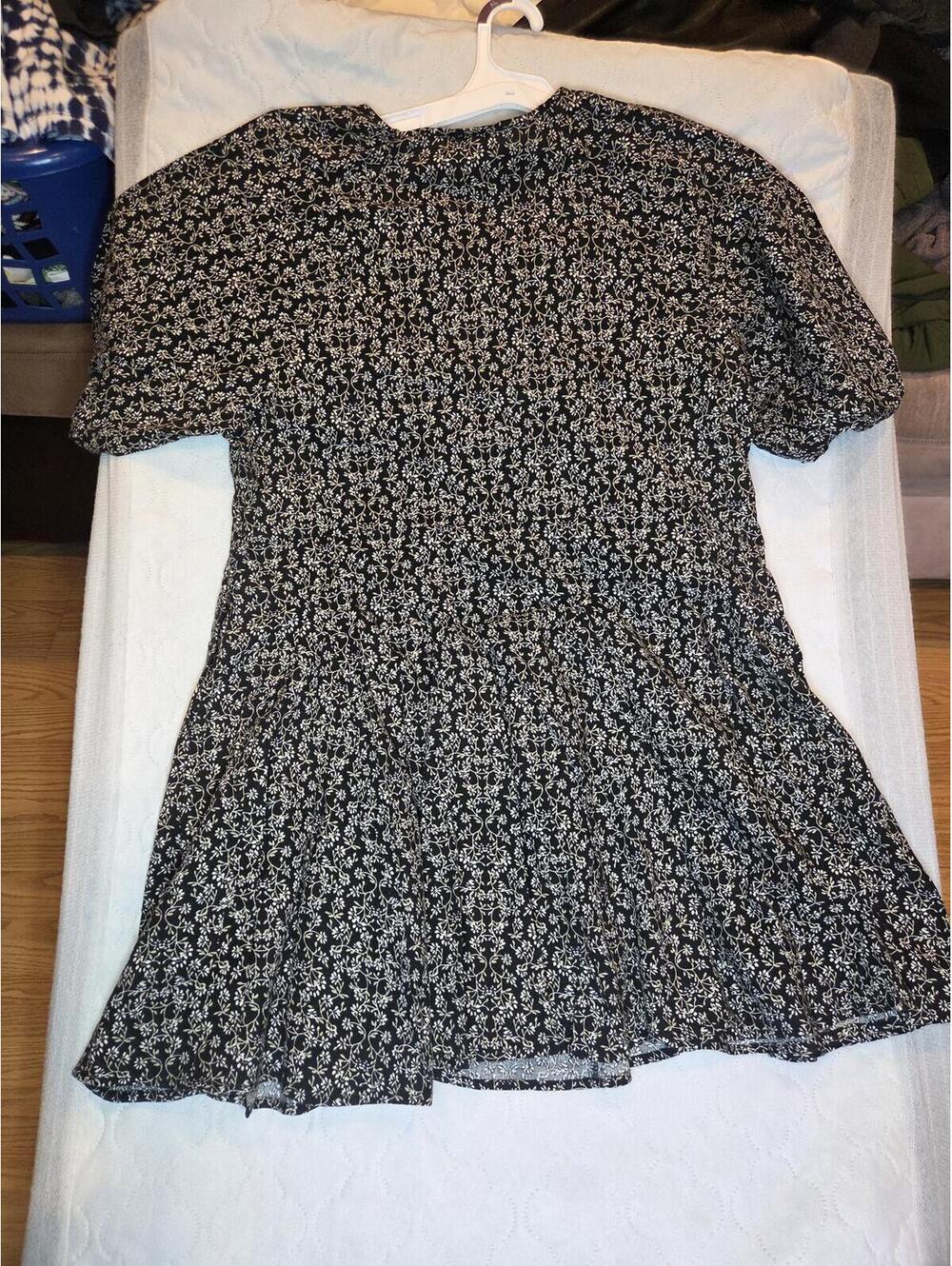 Universal Thread Black Floral Puff Sleeve Dress XL - Picture 8 of 8
